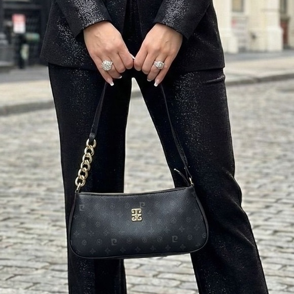 European/ Pierre Cardin Black Baguette Gold Chain Shoulder Hand Bag OFFERS ❤️ - Picture 2 of 6